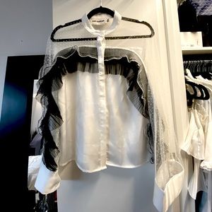 Self Portrait embroidered tulle blouse